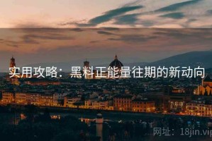 实用攻略：黑料正能量往期的新动向