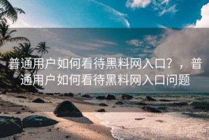 普通用户如何看待黑料网入口？，普通用户如何看待黑料网入口问题