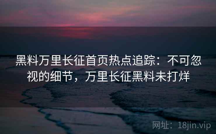 黑料万里长征首页热点追踪：不可忽视的细节，万里长征黑料未打烊