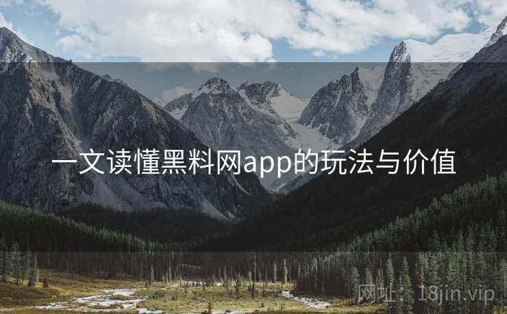 一文读懂黑料网app的玩法与价值